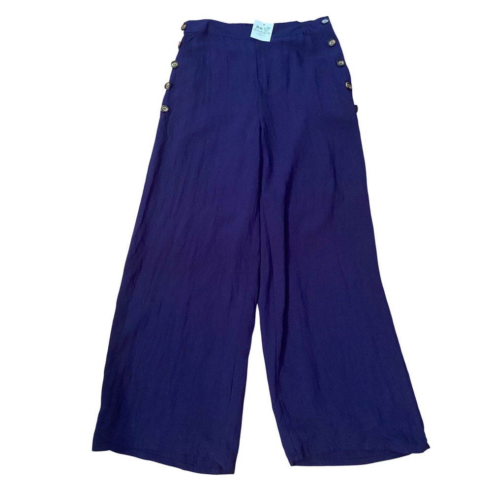 Blu Pepper blue Wide Leg Sailor Button High Waist Medium NWT